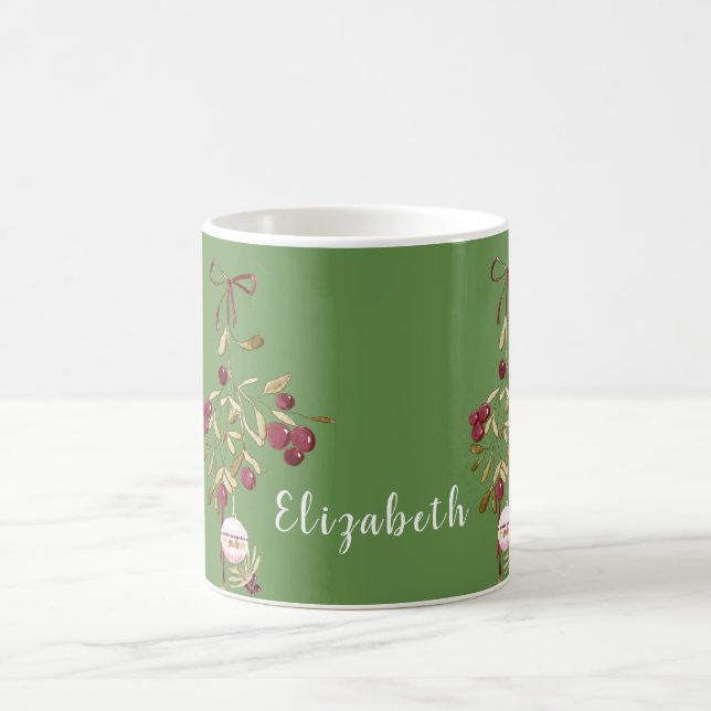 Christmas Berries & Ornament Personalised Coffee Mug (Center)