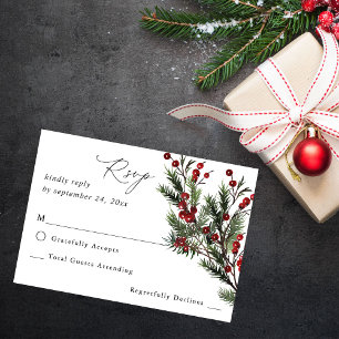 Christmas Berries & Pine 1B no Meal RSVP Card