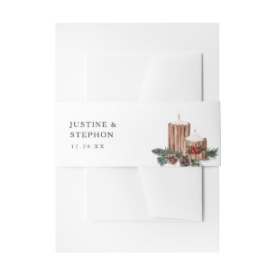 Christmas Berries & Pine Candles 2 Invitation Belly Band