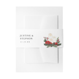 Christmas Berries & Pine Candles Invitation Belly Band