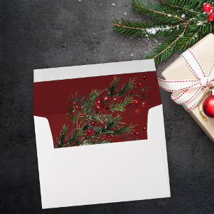 Christmas Berries & Pine - Dark Red Envelope