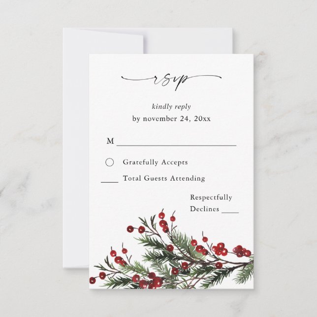 Christmas Berries & Pine no Meal RSVP VER (Front)