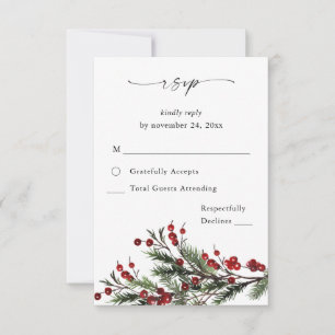 Christmas Berries & Pine no Meal RSVP VER Card