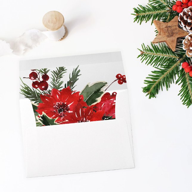 Christmas Berries & Pine Red Floral Envelope (Creator Uploaded)