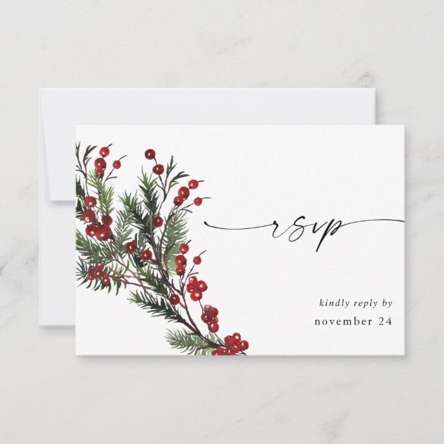 Christmas Berries & Pine w Meal RSVP (Front)