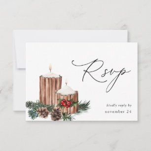 Christmas Berries & Pine w Meal RSVP 2 Card