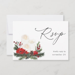 Christmas Berries & Pine w Meal RSVP 3 Card