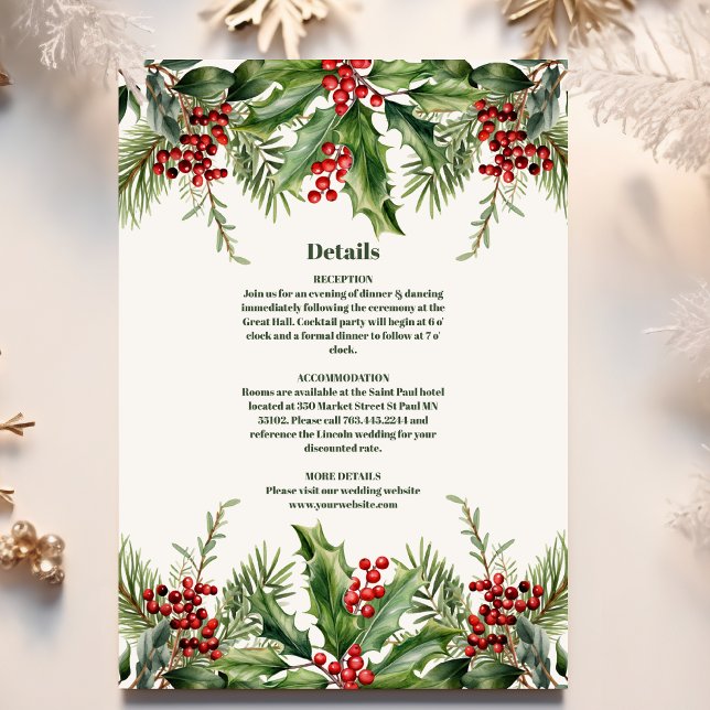 Christmas Berries & Pine Wedding Enclosure Card (Creator Uploaded)