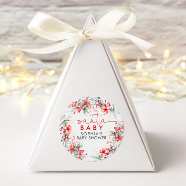 Christmas Berry Baby Shower  Classic Round Sticker (Creator Uploaded)