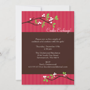 Christmas Berry Branch Party Invitation