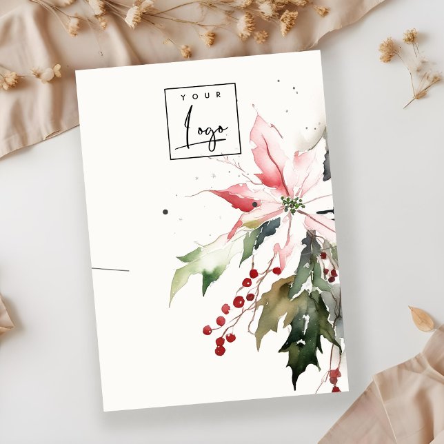Christmas Berry Poinsettia Necklace Earring Logo Business Card (Creator Uploaded)