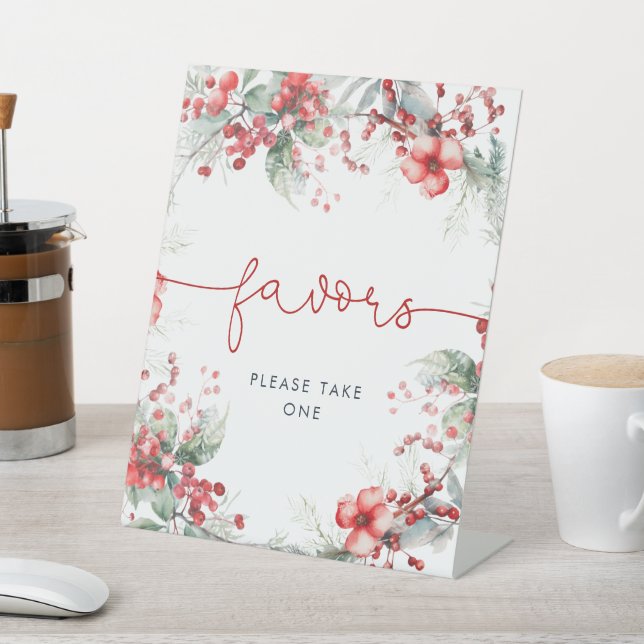 Christmas Berry Shower Favours Pedestal Sign (In SItu)