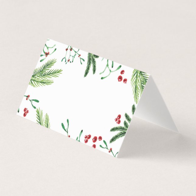 Christmas Berry Tent Card, Escort Card (Front)