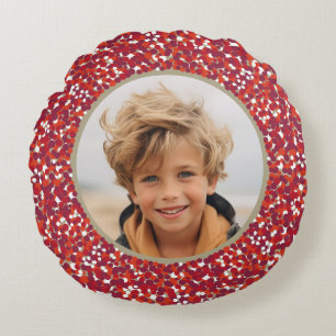 Christmas Berry Wreath Double-Sided 2 Photo Round Cushion