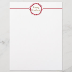 Christmas berry wreath letterhead