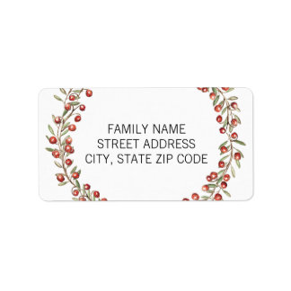 Christmas Berry Wreath | Return Address Label