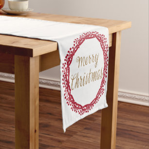Christmas berry wreath table runner