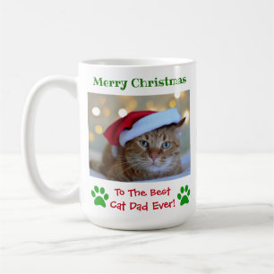 Christmas Best Cat Dad Ever Pet Photo Coffee Mug