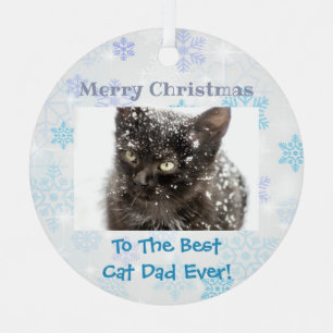 Christmas Best Cat Dad Ever Pet Photo Metal Tree Decoration