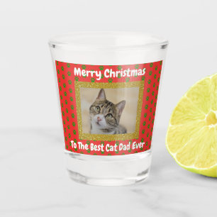 Christmas Best Cat Dad Ever Pet Photo Shot Glass