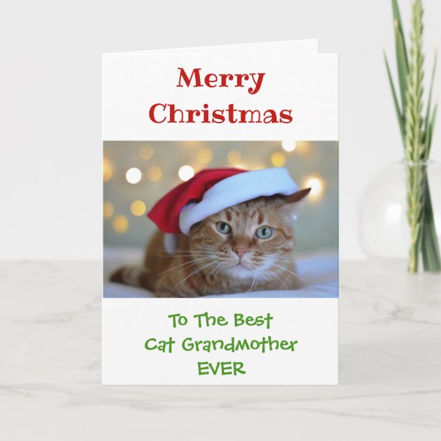 Christmas Best Cat Grandmother Ever Photo Card (Front)