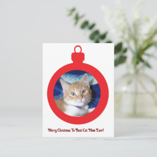 Christmas, Best Cat Mom Ever , Holiday Postcard