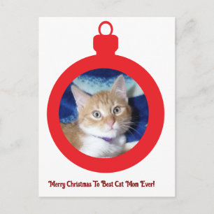 Christmas, Best Cat Mom Ever , Postcard