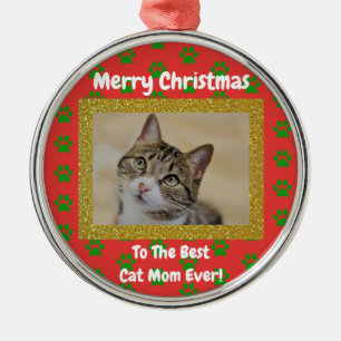 Christmas Best Cat Mum Ever Pet Photo Metal Tree Decoration