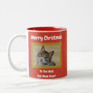Christmas Best Cat Mum Ever Pet Photo Two-Tone Coffee Mug