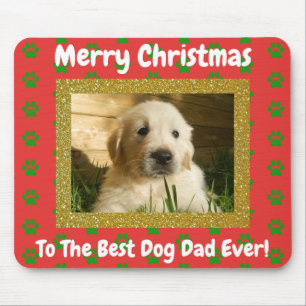 Christmas Best Dog Dad Ever Custom Pet Photo Mouse Mat