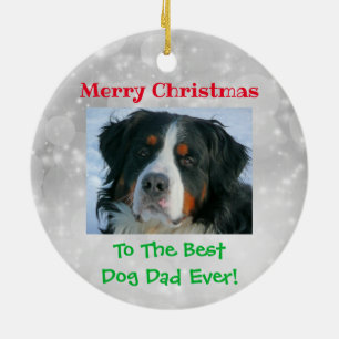 Christmas Best Dog Dad Ever Pet Custom Photo Ceramic Tree Decoration