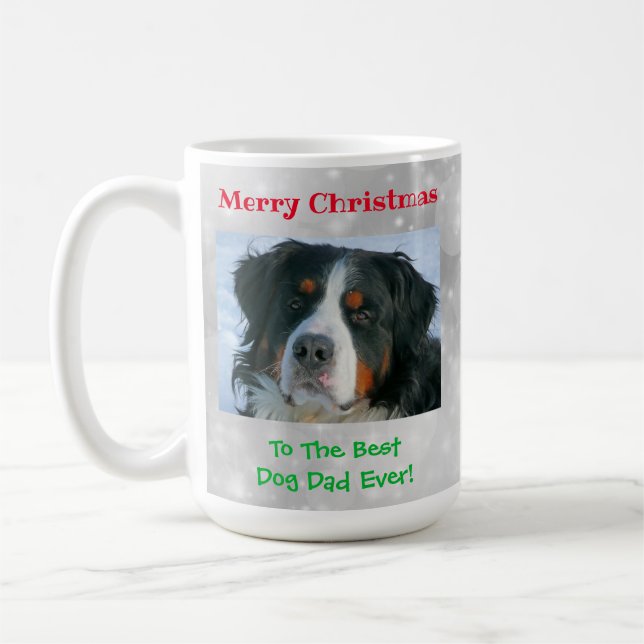 Christmas Best Dog Dad Ever Pet Photo Coffee Mug (Left)