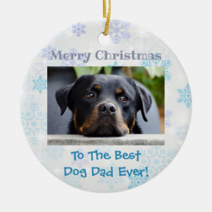 Christmas Best Dog Dad Ever Photo Ceramic Tree Decoration