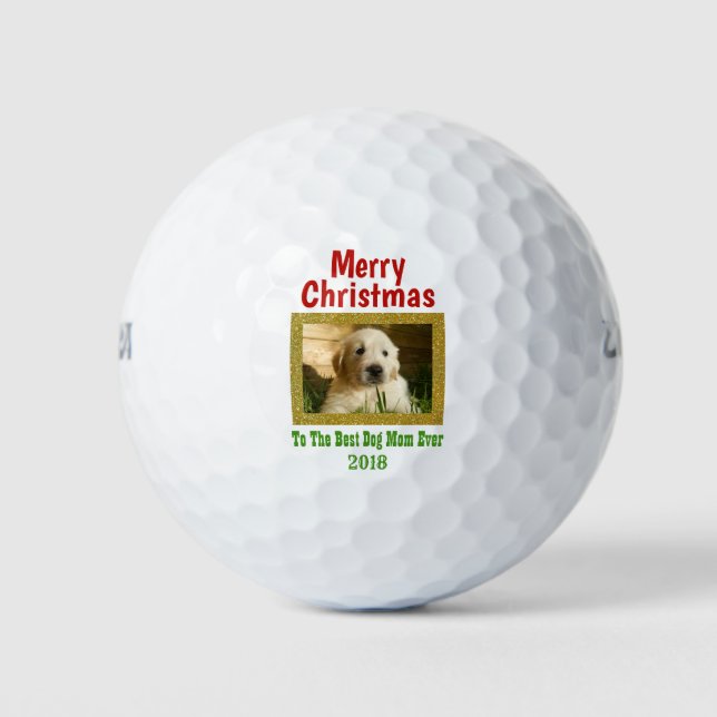 Christmas Best Dog Mum Ever Pet Custom Photo Golf Balls (Front)