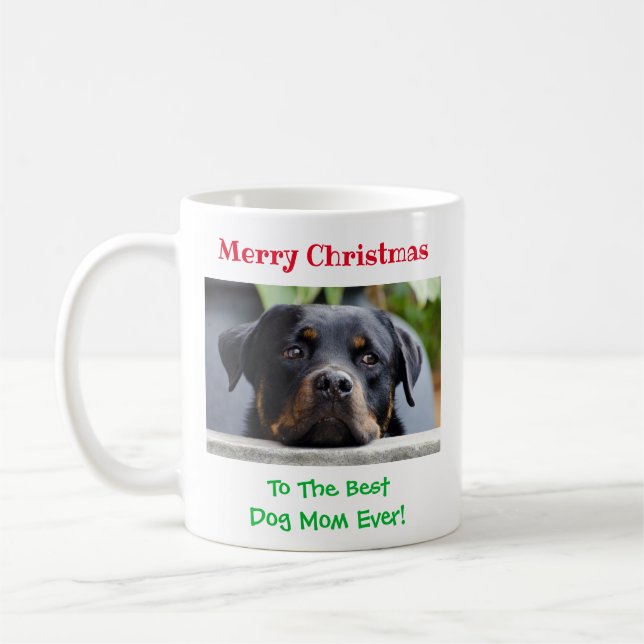 Christmas Best Dog Mum Ever Pet Photo Coffee Mug (Left)
