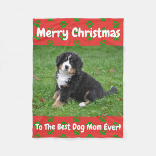 Christmas Best Dog Mum Ever Pet Photo Fleece Blanket