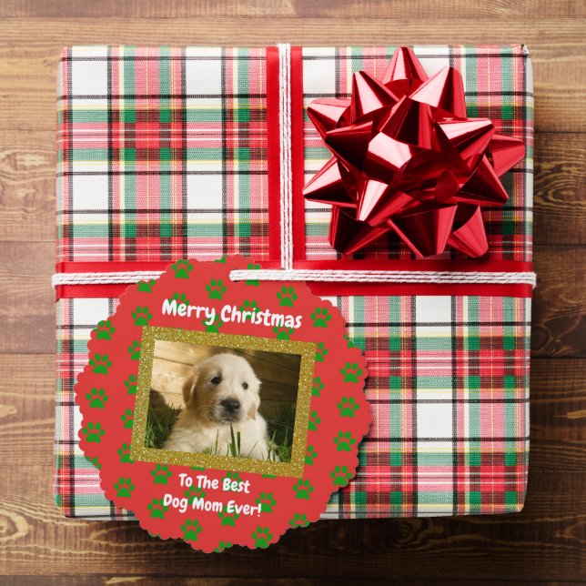 Christmas Best Dog Mum Ever Pet Photo Tree Decoration Card (Insitu (Gift))