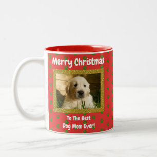 Christmas Best Dog Mum Ever Pet Photo Two-Tone Coffee Mug