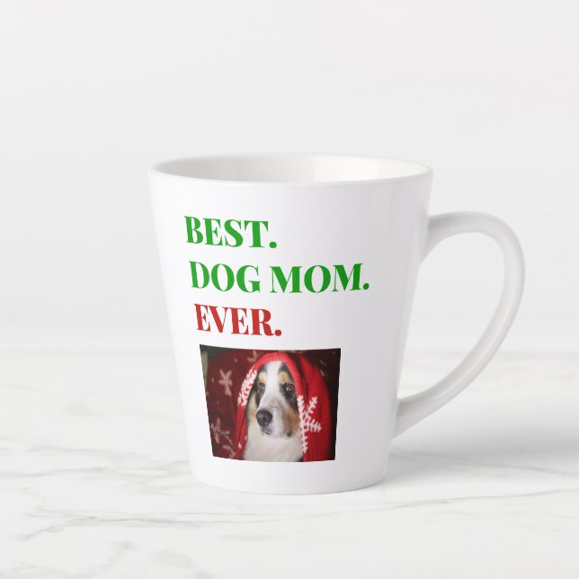 Christmas Best Dog Mum Ever Photo Latte Mug (Right)