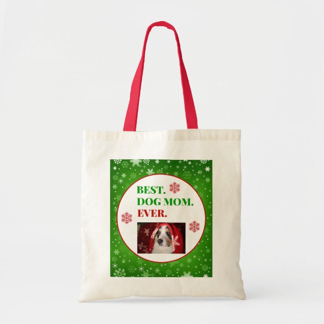 Christmas Best Dog Mum Ever Photo Tote Bag (Front)