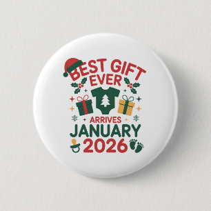 Christmas Best Gift Arrives January 2026 Couples 6 Cm Round Badge