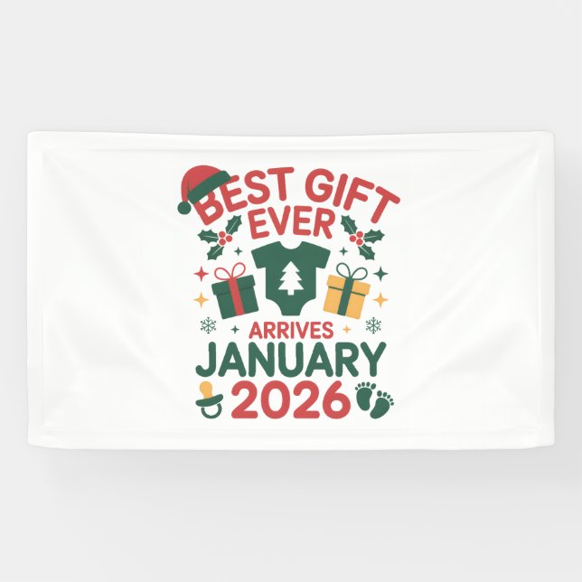 Christmas Best Gift Arrives January 2026 Couples Banner (Horizontal)