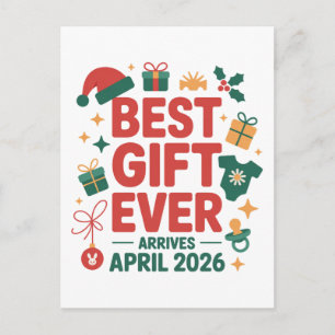 Christmas Best Gift Ever Arrives April 2026 Couple Invitation Postcard