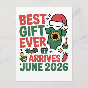 Christmas Best Gift Ever Arrives June 2026 Invitation Postcard