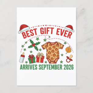 Christmas Best Gift Ever Arrives September 2026   Announcement Postcard