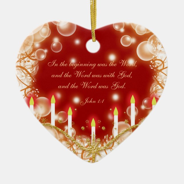 Christmas bible verse elegant traditional ceramic tree decoration (Front)