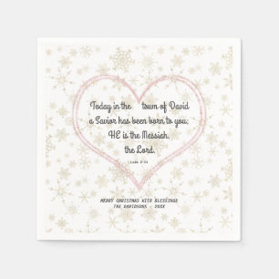 Christmas Bible Verse Messiah Gold Heart Napkin