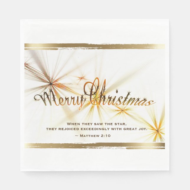 Christmas Bible Verse Modern Star Design Napkin (Front)