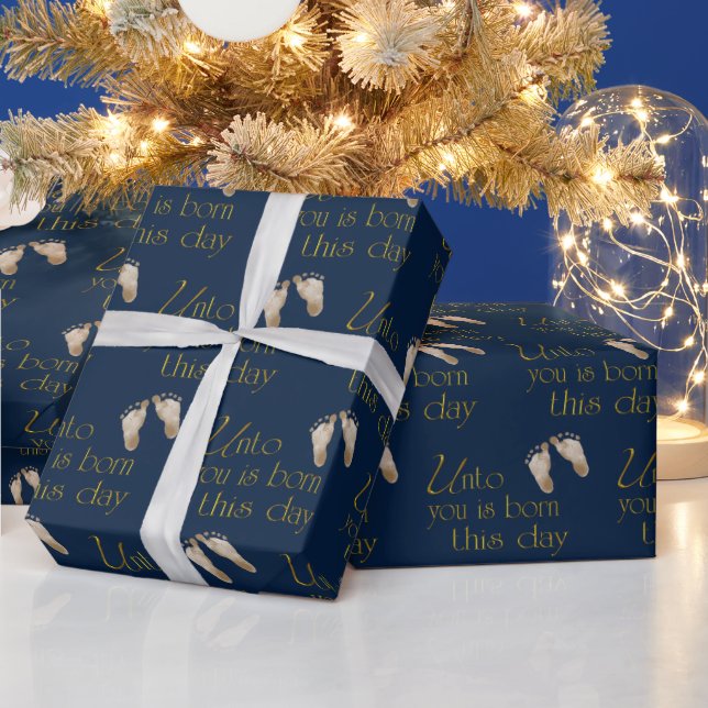 Christmas Bible Verse On Blue Wrapping Paper (Holidays)
