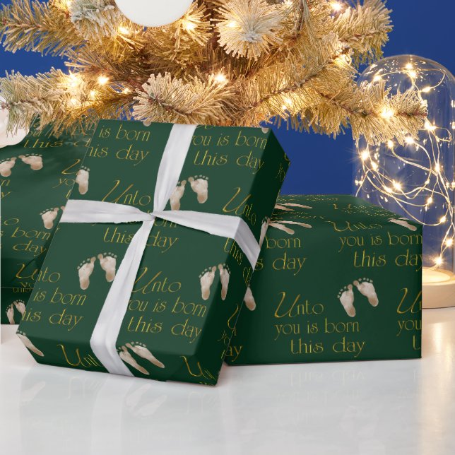 Christmas Bible Verse On Green Wrapping Paper (Holidays)